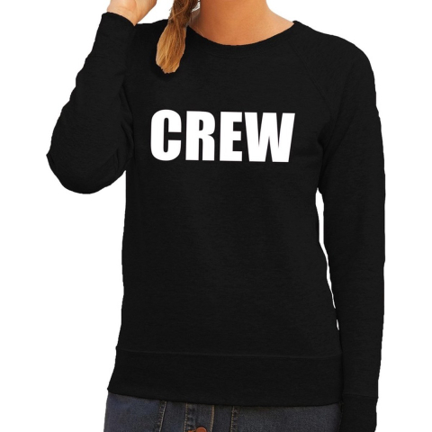 Crew tekst sweater / trui zwart voor dames 2XL -