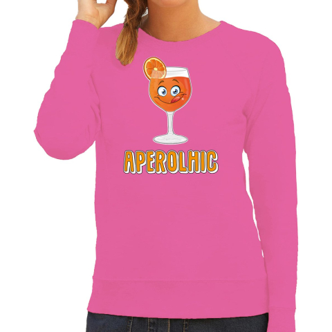 Apres ski sweater voor dames - aperolhic - roze - aperol spritz - wintersport - alcoholic XL -