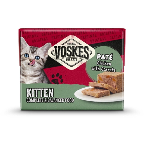 8x Voskes Original Paté Kitten Kip&Wortelen 8 x 95 gr