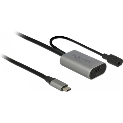 Delock USB-C-kabel USB-C stekker, USB-C bus 5.00 m Zwart, Grijs 85392