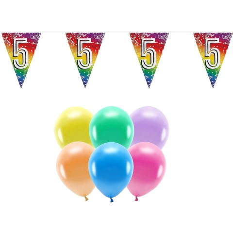 Boland Party 5e jaar verjaardag feest versieringen - Ballonnen en vlaggetjes -