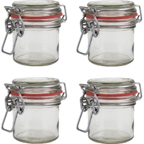 Weckpot/inmaakpot - 15x stuks - glas - 100 ml - met beugelsluiting - transparant -