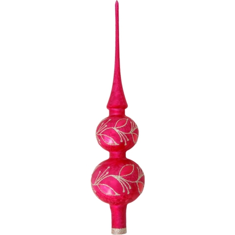 Kerst piek - rood - ijslak - 30 cm - glas - gedecoreerd - kerstboompiek -