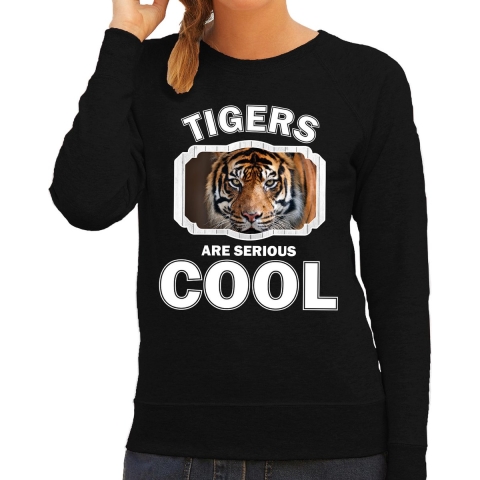 Dieren tijger sweater zwart dames - tigers are cool trui 2XL -