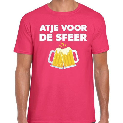 Atje voor de sfeer feest t-shirt roze voor heren XL -