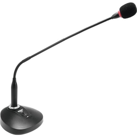 Omnitronic SHC-2 Spraakmicrofoon Zwanenhals Zendmethode:Kabelgebonden Incl. windkap, Voet XLR Kabelgebonden