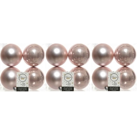 Decoris Kerstballen - 12x st - lichtroze - 10 cm - kunststof - kerstversiering -