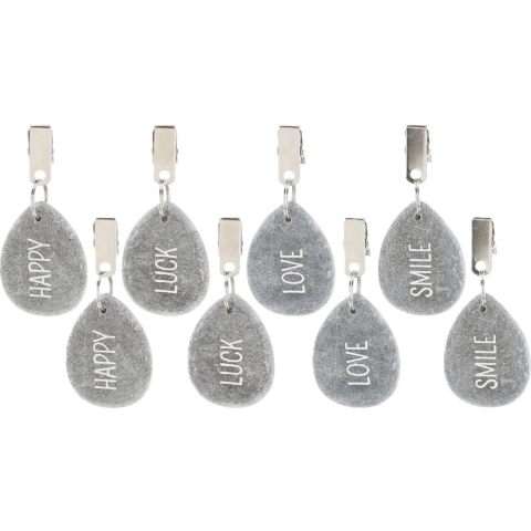 Cepewa Tafelkleed gewichten - 8x - polystone/metaal - Happy Moods teksten - steentjes gewichten -