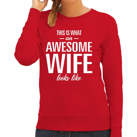 Awesome wife / vrouw / echtgenote cadeau trui rood dames 2XL -