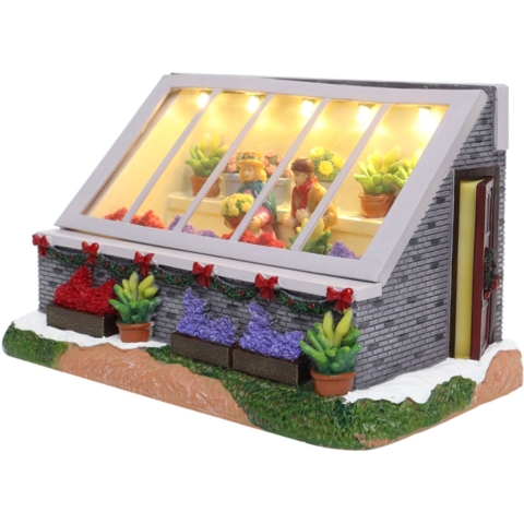 Old Fashioned Greenhouse with LED Polyresin 21cm Santaville - Santaville