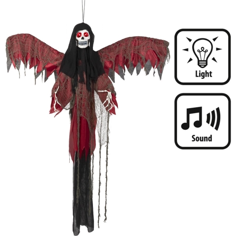 Boland Flying red reaper - rood - 198 cm - halloween/horror - hangdecoratie - geluid en bewegingssen -