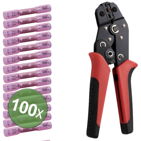 TRU COMPONENTS TC-13448588 Stootverbinder Met krimpkous 0.5 mm² 1.5 mm² Volledig geïsoleerd Rood 100 stuk(s)