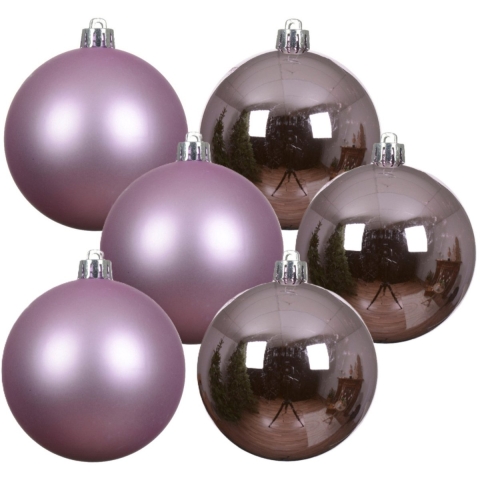 Decoris kerstballen - 36x stuks - 6 cm - lila paars - kunststof -
