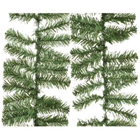 Dennenslinger/dennen guirlande - 2x - groen - 270 x 9,5 cm - PVC - 160 tips -