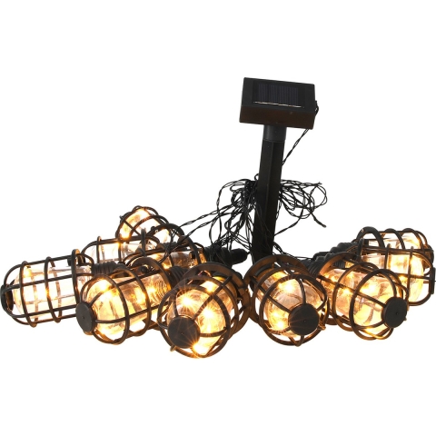 Solar feestverlichting/tuinverlichting met 10 warm witte lantaarns 300 cm -