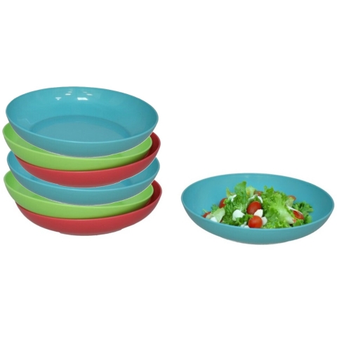 Gerimport Picknick/camping borden set - 18x stuks - multi kleuren - kunststof - herbruikbaar -