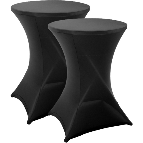 Nette afdekhoes voor een statafel - 2x - zwart - spandex elastiek/polyester - D80 cm x H110 cm -
