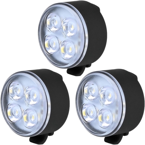 Fietslamp - 3x - wit voorlicht - LED - USB oplaadbaar - inclusief clip en kabel -