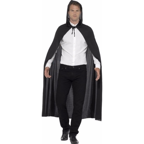 Zwarte cape met capuchon voor volwassenen One size -