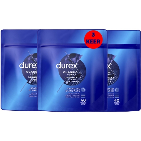 3x Durex Condooms Originals Classic Natural 40 stuks