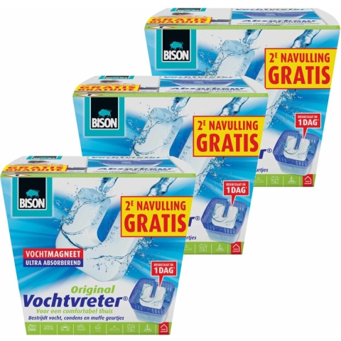 3x Bison Vochtvreter + 1 Navulling Neutraal 2 x 450 gr