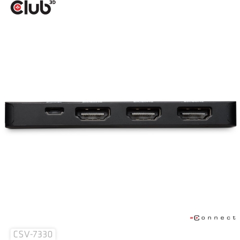 club3D CSV-7330 DisplayPort / Micro-USB / HDMI Adapter [2x DisplayPort stekker, Micro-USB - 3x HDMI-bus] Zwart 14 cm
