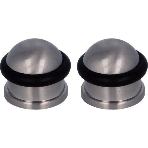 AMIG Deurstopper/deurbuffer - 2x - D30mm - inclusief schroeven - mat zilver -
