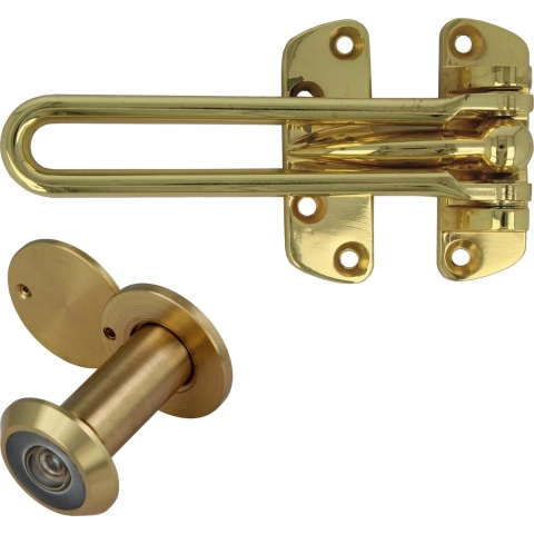 AMIG deurbeveiliging set - kierstandhouder met deurspion - messing - deurdikte 35 tot 60mm -