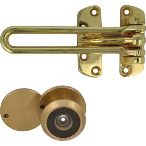 AMIG deurbeveiliging set - kierstandhouder met deurspion - messing - deurdikte 15 tot 25mm -