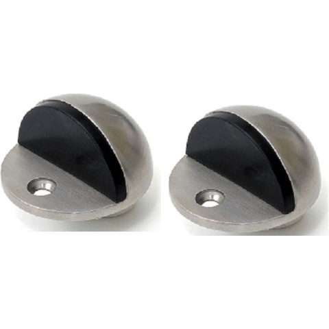 Deurstopper/deurbuffer - 2x - D45mm - inclusief schroeven - RVS - zilver - inliggende vloermontage -