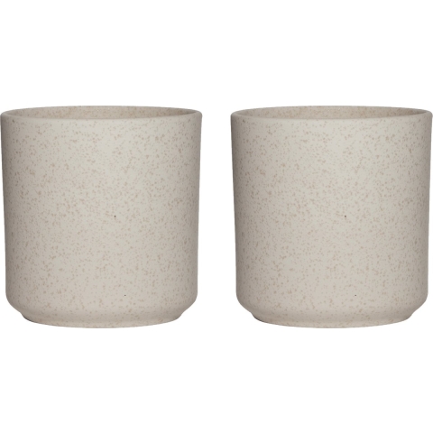 Plantenpot/bloempot Cindy - 2x - wit - keramiek - cilinder - D17 x H17 cm -