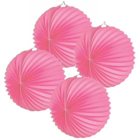 Lampion - 10x - roze - D22 cm - papier - voor buiten - lampionnen -