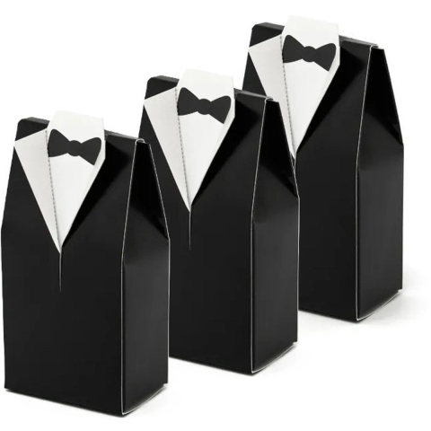 Cadeaudoosjes Bruidegom - Bruiloft bedankje - 80x stuks - zwart/wit - 7 x 9 cm -