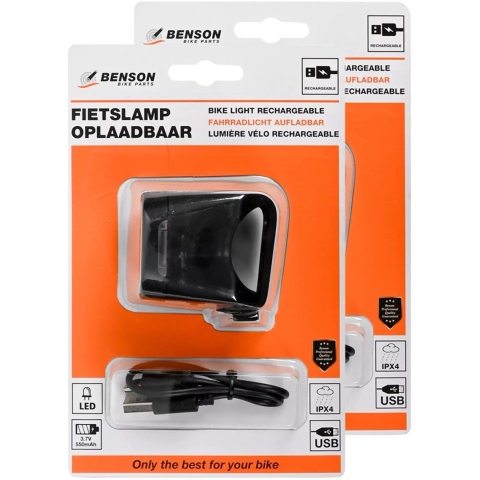 LED fietslamp - 2x - wit - USB oplaadbaar - waterbestendig -