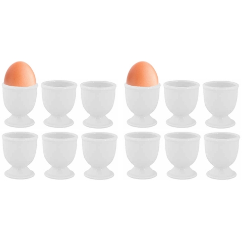 Cosy & Trendy Eierdopje - set van 12x stuks - porselein - wit - 5 x 6 cm -