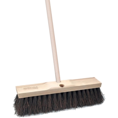 Straatbezem Bassin van hout - 60 cm - harde vezels - buitenbezem - Luxe kwaliteit - Steel 140 cm -