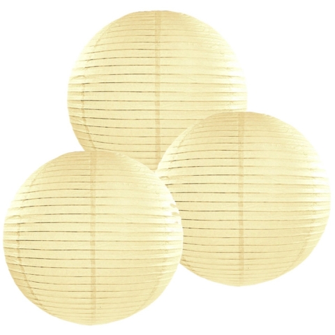 Luxe bol feest lampion - 6x - creme wit - dia 25 cm - papier -