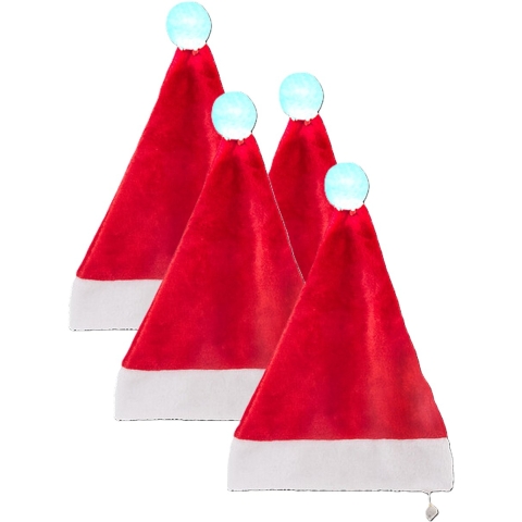 Feeric Christmas Kerstmuts - 10x - rood - met verlichte pompon - D60 x 30 cm - voor volwassenen -