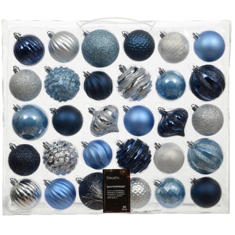 Mix box kunststof d7 cm 30 st IV Decoris - Decoris