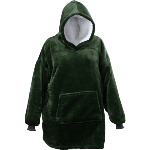 Oversized fleece hoodie donkergroen Unique living - Unique living