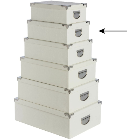 5Five Opbergdoos/box - 6x - ivoor wit - L32 x B21.5 x H12 cm - Stevig karton - Crocobox -