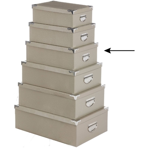 5Five Opbergdoos/box - 5x - beige - L36 x B24.5 x H12.5 cm - Stevig karton - Crocobox -