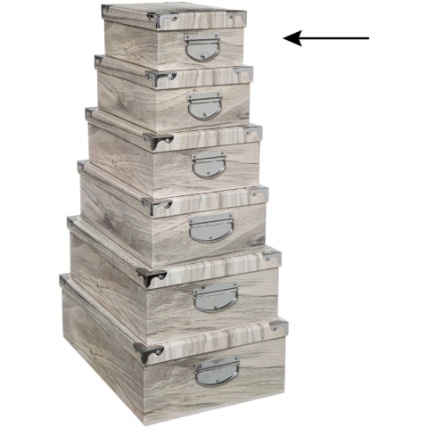 5Five Opbergdoos/box - 4x - Houtprint licht - L28 x B19.5 x H11 cm - Stevig karton - Treebox -