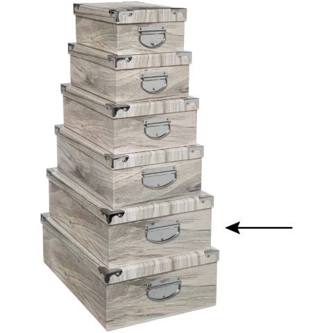 5Five Opbergdoos/box - 3x - Houtprint licht - L44 x B31 x H15 cm - Stevig karton - Treebox -