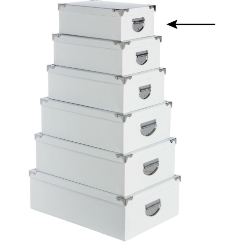 5Five Opbergdoos/box - 4x - wit - L28 x B19.5 x H11 cm - Stevig karton - Whitebox -