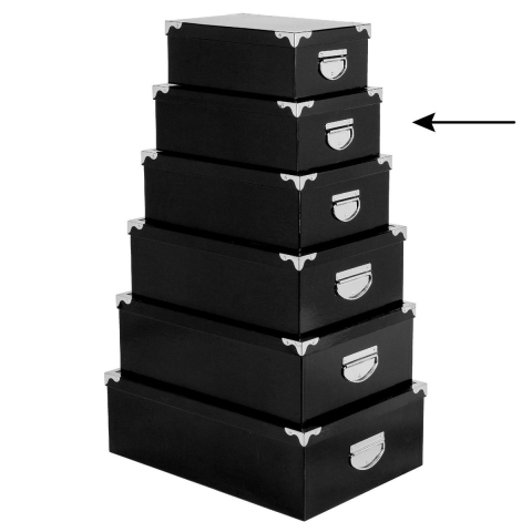 5Five Opbergdoos/box - 4x - zwart - L32 x B21.5 x H12 cm - Stevig karton - Blackbox -