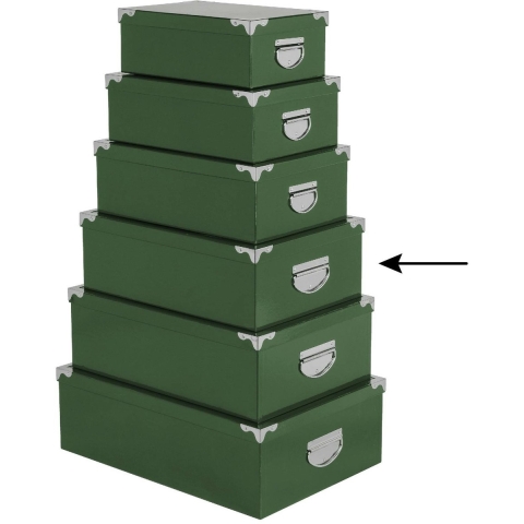 5Five Opbergdoos/box - 4x - groen - L40 x B26.5 x H14 cm - Stevig karton - Greenbox -