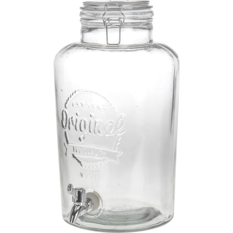 Water/Limonade/Drankjes dispenser - Extra groot - Glas - 8 liter - met tapkraantje -