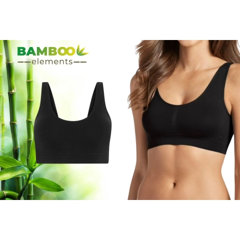 Bamboo Elements Naadloze BH zonder Beugel - Bralette Dames - Uitneembare Cups - Zwart