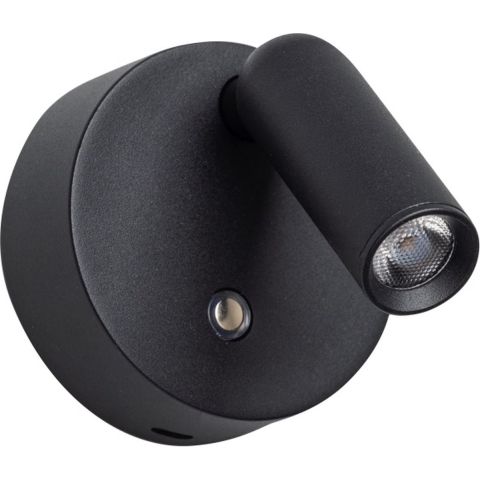 ETH Wispo - wandlamp - Ø 9,5 x 3 cm - 3W dimbaar LED incl. - zwart